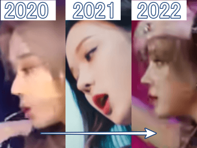 2020年（左）、2021年（中）、2022年（右）のウインターの鼻