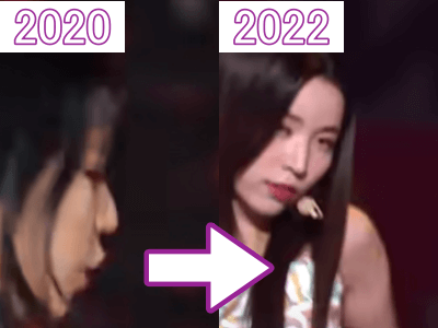 2020年（左）と2022年（右）のマヤの鼻比較