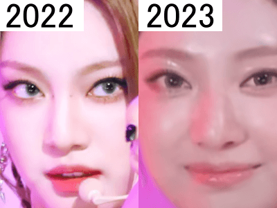 2022年（左）と2023年（右）のニンニンの鼻比較