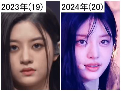 2023年（左）と2024年のミンジュの輪郭比較