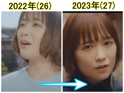 2022年（左）と2023年の大原櫻子