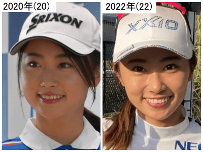 2020年（左）と2022年の安田祐香の輪郭