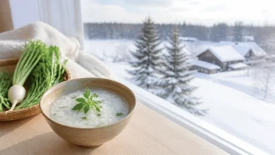 雪景色と七草粥