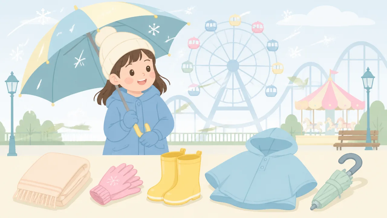 冬の遊園地に子供と行く日の持ち物リスト|防寒・雨対策も紹介