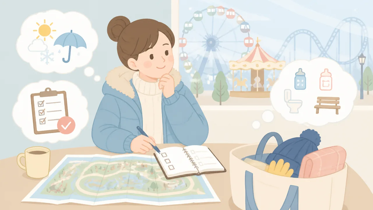 冬の遊園地に子供と行く日の持ち物リスト|防寒・雨対策も紹介